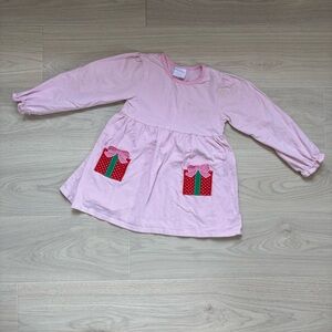 Stitchy Fish Pink Striped Long Sleeve Dress with Gift Pockets